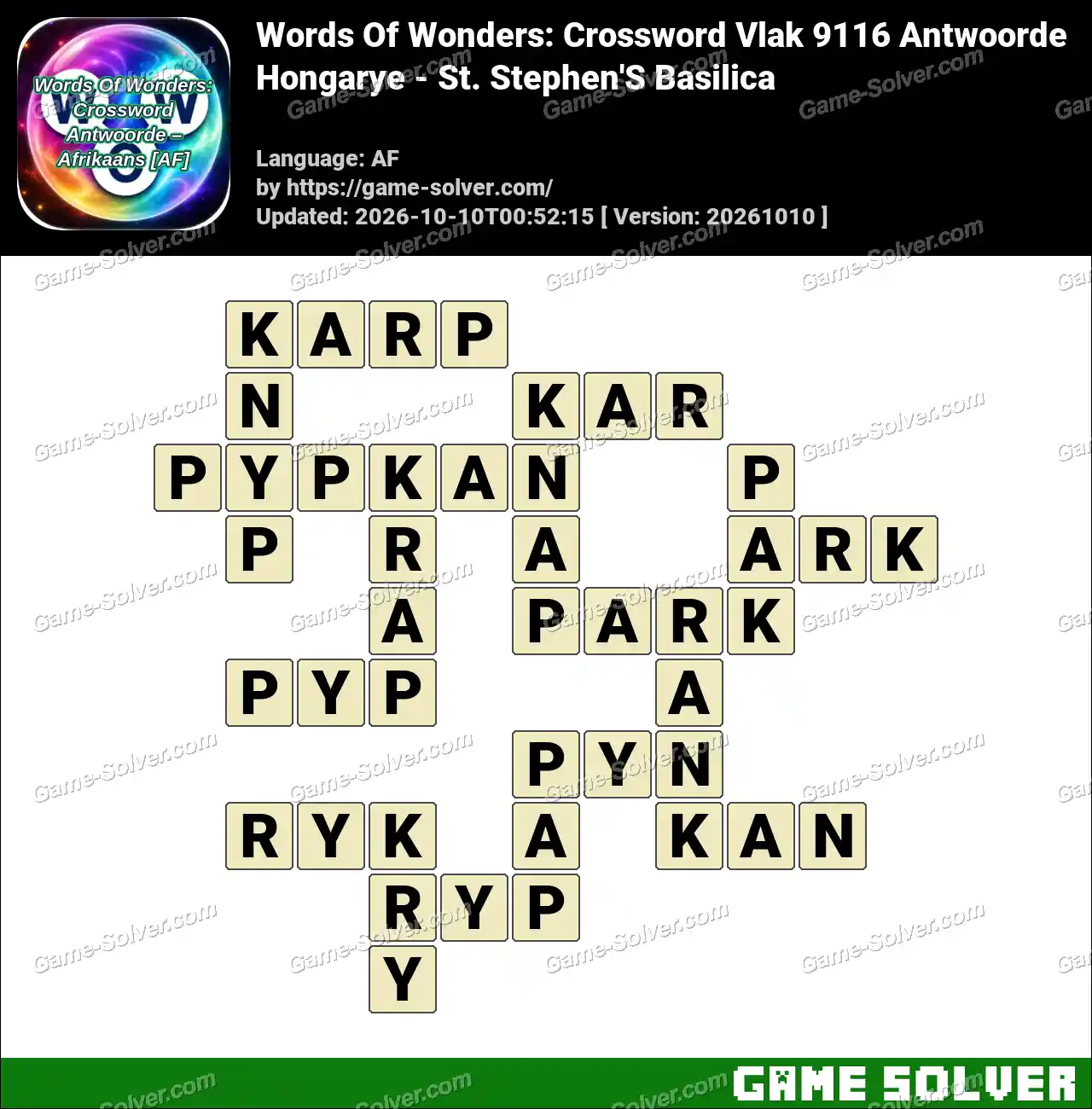 Words Of Wonders: Crossword Vlak 9116 Antwoorde – Hongarye – St. Stephen’S Basilica